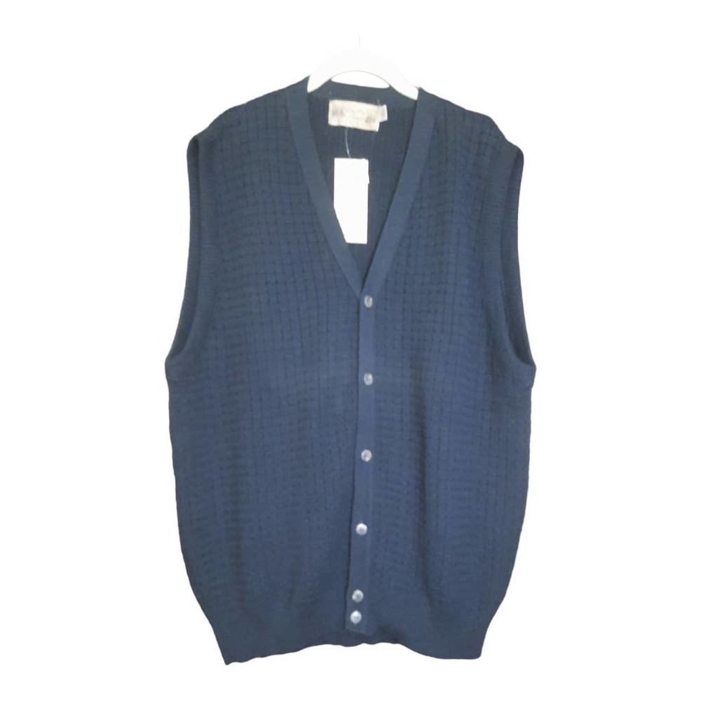 Shenandoah Mens Vintage Black Waffle Knit Grandpa Cardigan Vest Size XL NWT